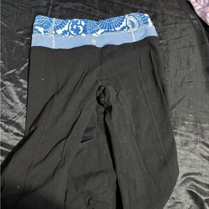 lululemon athletica Black Pants with Blue Patterned Waistband